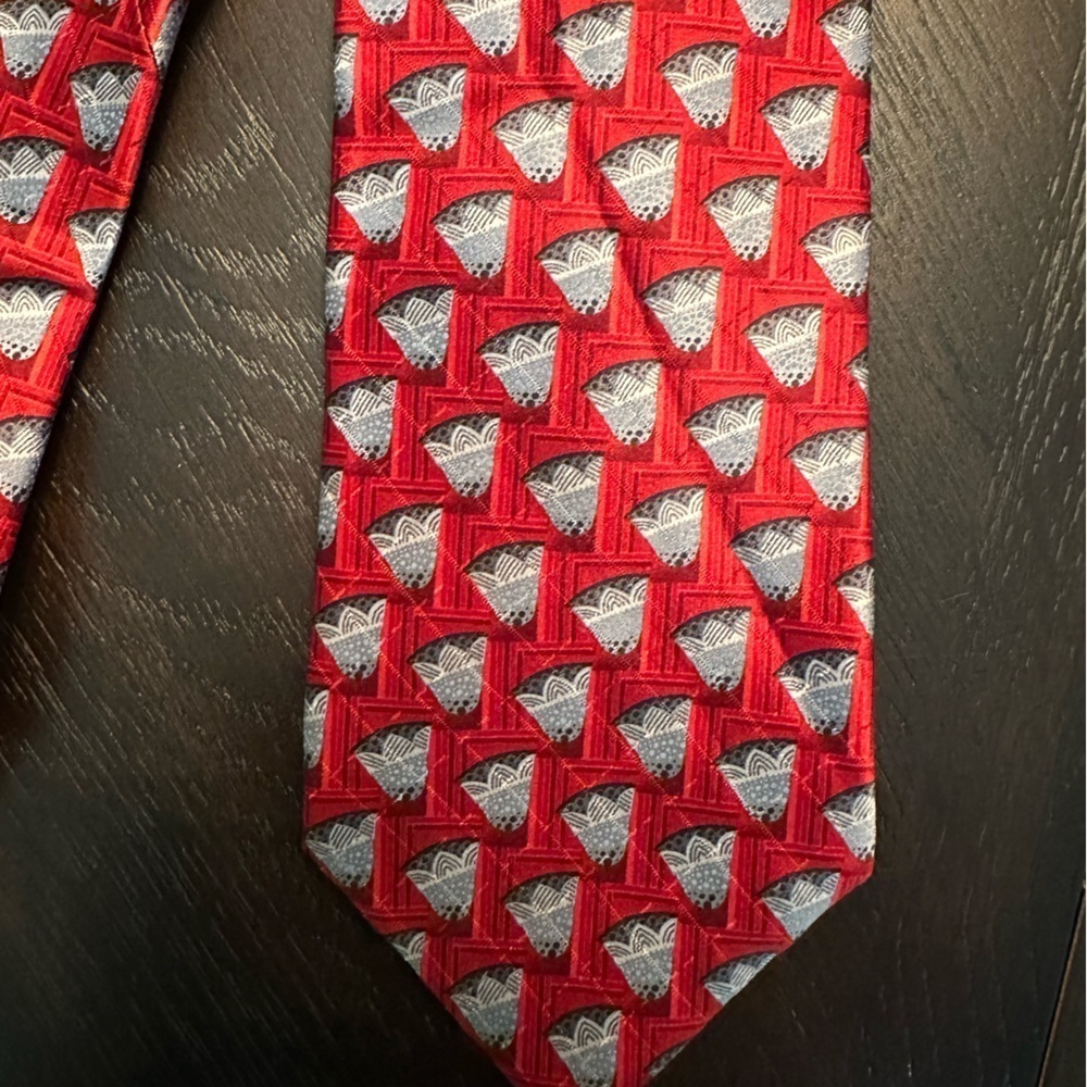 Ermenegildo Zegna Silk Tie Red Reverse Bell print